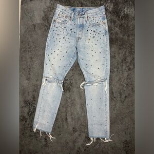 LEVI'S 501 Embellished Slim Jeans Sz W25 L28